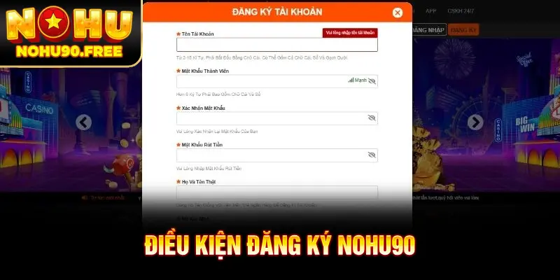 Thỏa hiệp các điều kiện đăng ký NOHU90